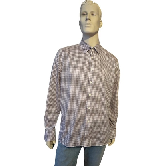 Joseph Abboud Check Dress Shirt Cotton Button Down Collar Long Sleeve Luxury - Picture 3 of 15